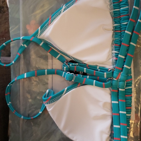 Cupshe Blue Striped Triangle Low Rise Bikini Size Small - Picture 13 of 13